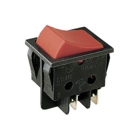 16A/250V Faston interrupteur bipolaire ON-OFF 11.405.I/NR Electro DH Couleur Noir et Rouge 8430552016600