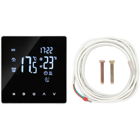 16A 4400W underfloor heating thermostat, smart timer, programmable home temperature controller, AC90-240V, electric with WIFI (3-meter detection cable included).