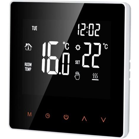 JUSCH 16A Digitaler Thermostat, LCD-Display, Touchscreen, programmierbar, für Zuhause, Schule, Büro, Hotel, Weiß