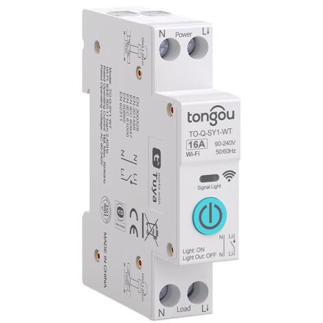 16A DIY Interrupteur Intelligent Compatible avec Alexa, Google Assistant, TUYA/Smart Life APP Contrôle à Distance, Rail Din Commutateur WiFi avec Commande Vocale et Fonction de Temps