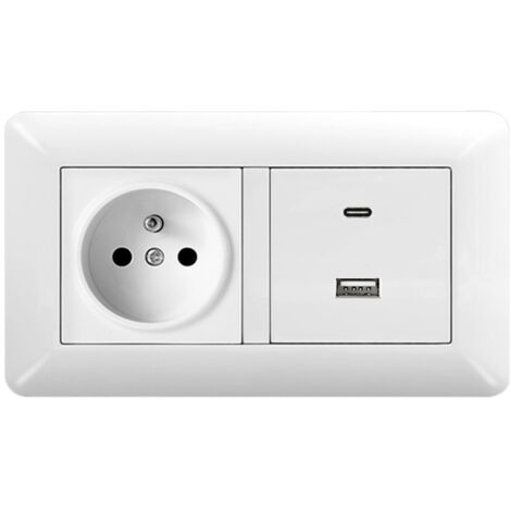 16A Double Module Wall Socket 2P+T + USB/Type-C – Multiport Charger iPhone/iPad Compatible