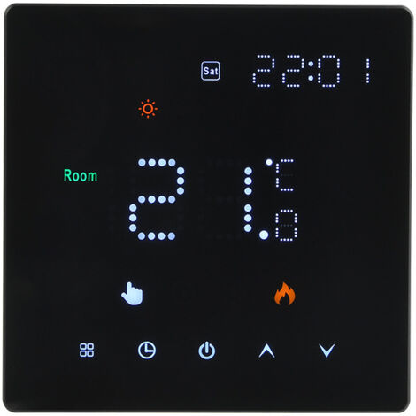 16A Elektroheizung (inkl. 3 m Sensorkabel) Thermostat für elektrische Fußbodenheizungen, wöchentlich programmierbarer Temperaturtimer zur Einstellung der Lichtstärke, einstellbarer Thermostat, schwarz