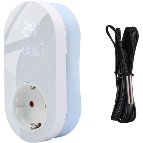 16A,Enchufe de salida del termostato digital,5+1+1 seis períodos y modo de calefacción y refrigeración, con pantalla LED de botón táctil, para el ventilador del radiador del aire acondicionado AC