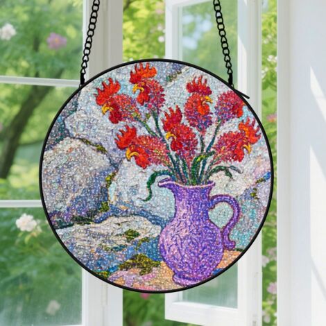16cm Suspension vitrail pour fenêtre, accroche-soleil pour porte et fenêtre, décoration lumineuse, cadeaux anniversaire