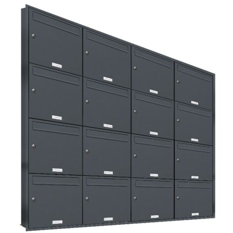 16er Briefkasten Anlage Unterputz Montage RAL 7016 Anthrazit