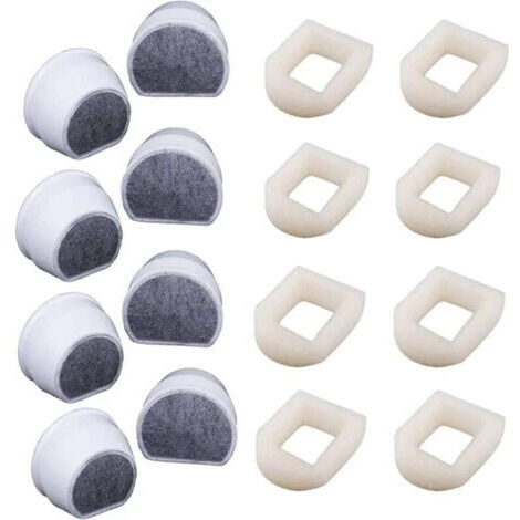 16er-Packung Schaumstoff-Vorfilter und Kohlefilter, kompatibel mit PetSafe Drinkwell Fountain INOX 360 Avalon Pagoda Seascape und Sedona Brunnen, Filter für Wasserbrunnen für Katzen und Hunde--TRIMEC