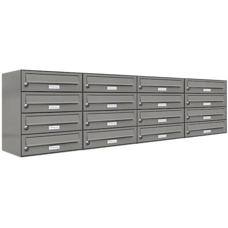 16er Premium Briefkasten Aluminiumgrau RAL Farbe 9007 für Außen Wand Postkasten 4x4L