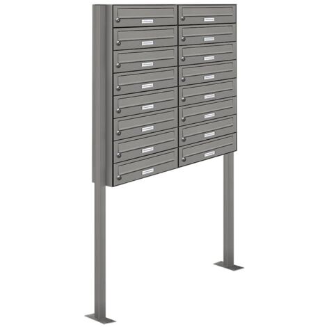 16er Premium Standbriefkasten RAL 9007 freistehend Postkasten Ständer 2x8