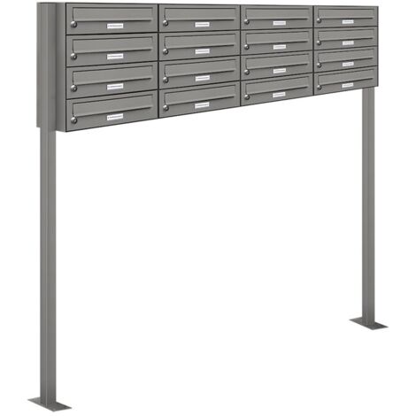 16er Premium Standbriefkasten RAL 9007 freistehend Postkasten Ständer 4x4