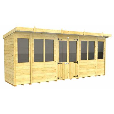 16ft x 4ft Pent Summer House - Wood - L118 x W474 x H201 cm