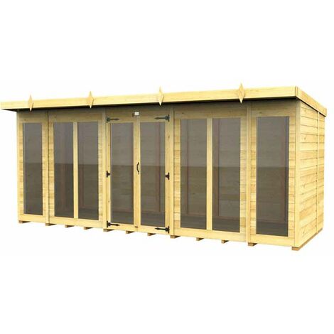 16ft x 5ft Pent Summer House (Full Height Window) - Wood - L147 x W474 x H201 cm