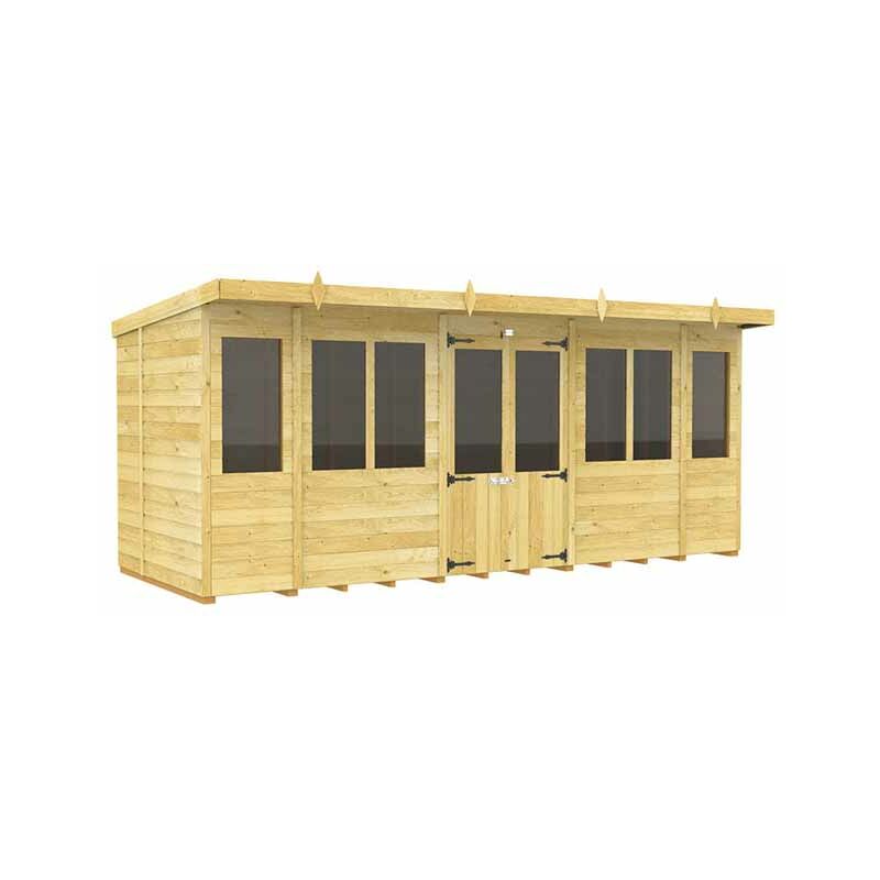 16ft x 8ft Pent Summer House - Wood - L 231 x W 474 x H 201 cm