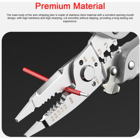 16in1 Spellafili Multifunzione Strumento Spelafili Professionale Tagliacavi Elettrico Portatile Pinza Crimpatrice per Elettricista con Fibbia di Bloccaggio in Metallo per la Manutenzione degli Elettro