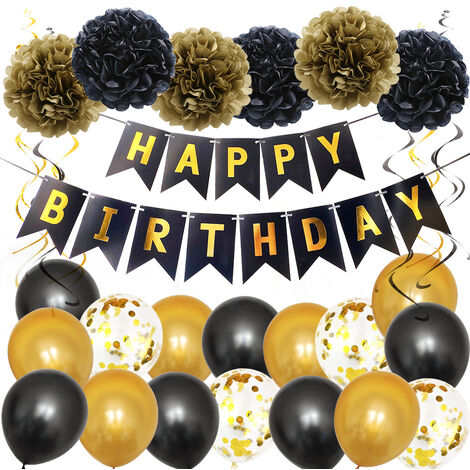 16inch ballon joyeux anniversaire fête décoration bannière bunting ballon fond fête besoin de décoration (noir)