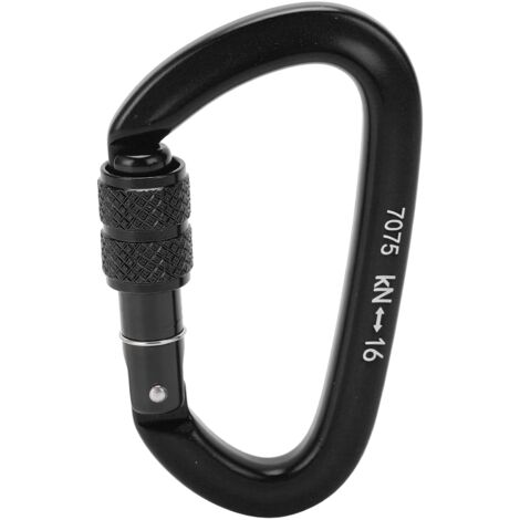 16KN Schraubkarabiner aus Aluminiumlegierung für Klettern und Wandern - Sicherer D-Ring (Schwarz, Modell 9)