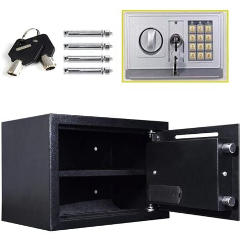 16L Digital Steel Safety Box Safe Electronic Security for Home Office Money Cash (35x25x25cm) Black