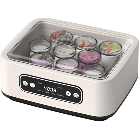 1,6L Fabricante de Yogurt eléctrico, máquina de Yogurt automática de Bricolaje de Bricolaje de Bricolaje de Bricolaje Multifuncional, con Pantalla LED y Control de sincronización