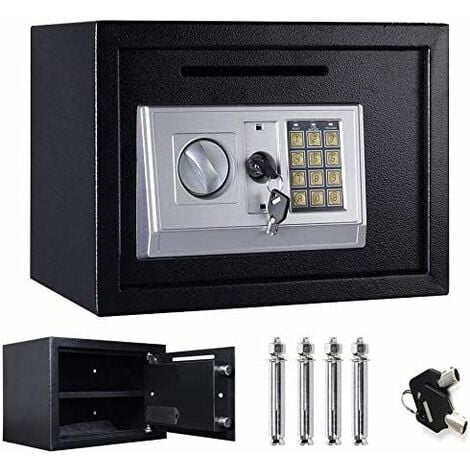 16L Safe Large High Security Electronic Digital Steel Home Cash Rated Safety Box, Wall Floor Cabinet Mounted Safe Money Cash Deposit Box for Office Home Hotel