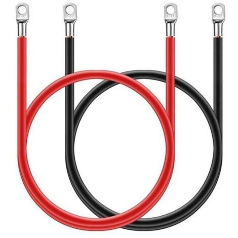 16mm² 50 cm Onduleur Batterie Câble(Max 100A),Bornes à Anneau Rouge et Noir Cuivre Etamé pour Moto,Automobile,Bateaux Marin