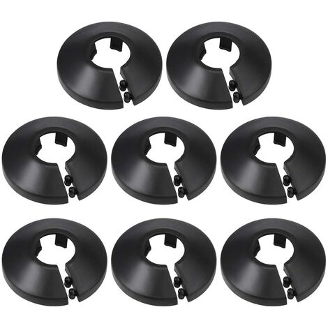 16mm Couverture De Tuyau Décoration PP Rosace De Radiateur Couverture De Mur De Tuyau D'eau Noir 8 Pcs