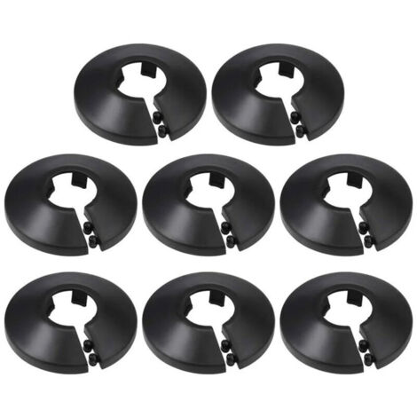 16mm Couverture De Tuyau Décoration PP Rosace De Radiateur Couverture De Mur De Tuyau D'eau Noir 8 Pcs