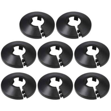 16mm Couverture De Tuyau Décoration PP Rosace De Radiateur Couverture De Mur De Tuyau D'eau Noir 8 Pcs