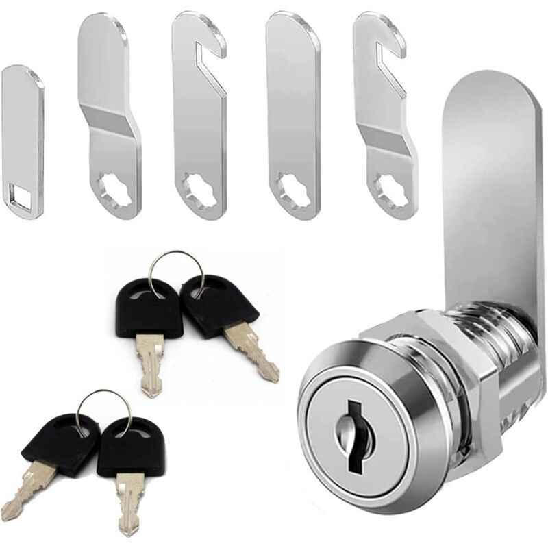 16mm Mailbox Lock with 4 Keys - Comes with 5 Different Locking Plates, Lever Lock for Mailboxes and Cabinet Doors
