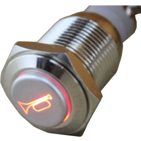 16mm Puissance Rouge LED 12V 3A Bouton Poussoir Voiture Klaxon Momentané Interrupteur à Bascule Commutateur Métal Corne Orateur Horn