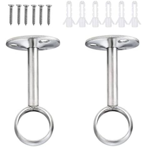 16mm Supports de tringles à rideaux, Support de Bride de Douille en acier inoxydable, Accrocher le tige de penderie robuste avec vis, pour salle de bain, cuisine, armoire