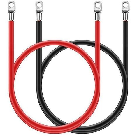 KARTOKNER 16mm2 50cm Inverter Battery Cable(Max 100A),Red and Black Tinned Copper Ring Terminals for Motorcycle,Automotive,Boat Marine