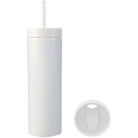 16oz Plastic Tumblers with Lids and Straws Frosting Matte Plastic Drinking Cups for Outdoor Sports White