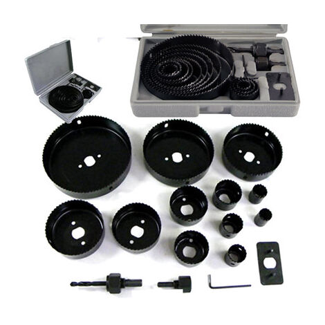 16PC HOLE SAW CUTTING SET KIT 19-127MM WOOD CARBON STEEL CUTTER CIRCULAR ROUND