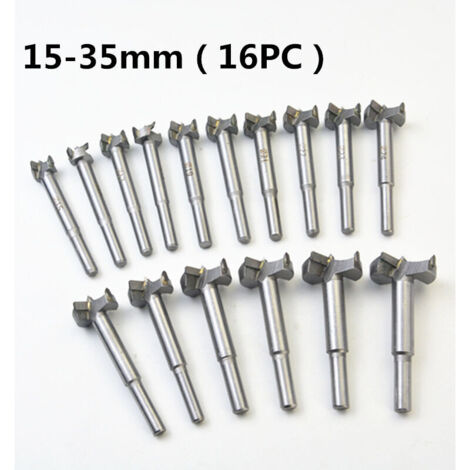16PCS Carbide Milling Cutter, For Installing Spherical Doors, Drawers, Shaping Bits, Drill Bits for Making Clean, Flat Bottom Holes in Wood (15MM - 35MM)