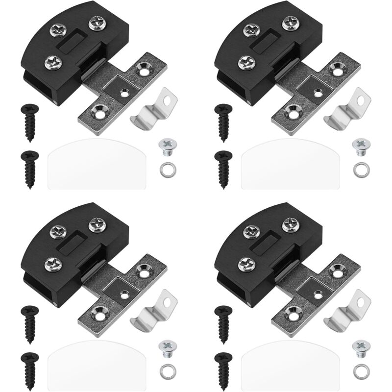 Gotrays - 16pcs Glass Hinges Zinc Alloy Glass Cabinet Door Hinges Door Hinges Showcase Hinges Accessories for Furniture Shelves Cabinets, Black