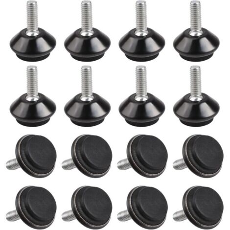 16pcs M6 vissé dans le niveau de meubles réglable,  filetage angle hauteur réglable niveau de meubles, niveau de pied de vis en acier inoxydable, vis pour table, chaise, pieds de meubles