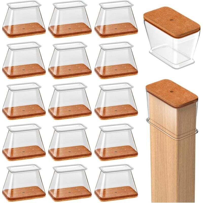 16pcs Protection Pied de Chaise Rectangulaire, Protege Pied de Chaise Silicone, Patins pour Chaises, Reduire Le Bruit éviter Les Rayures, S Fit: