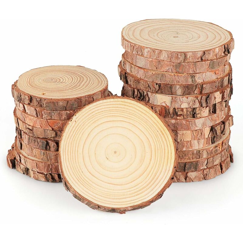 16pcs Tranche de Bois Naturel Rondelles de Bois disques en Bois,Découpe Parfaite pour Le processus de Bricolage Cadeau décoration Fei Yu