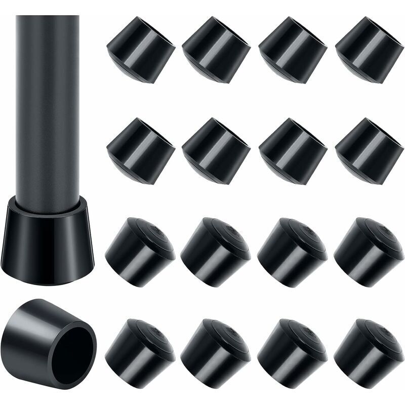 16pcs)Embout De Chaise, 16 Paquet Embout Pied De Chaise Caoutchouc Embout Caoutchouc Chaise 25mm Diamètre Intérieur, noir