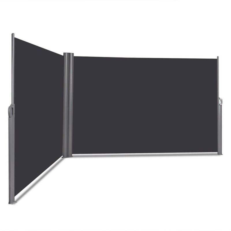 Costway - 1.6x6M Retractable Folding Side Awning Screen Garden Privacy Divider Wind Fence