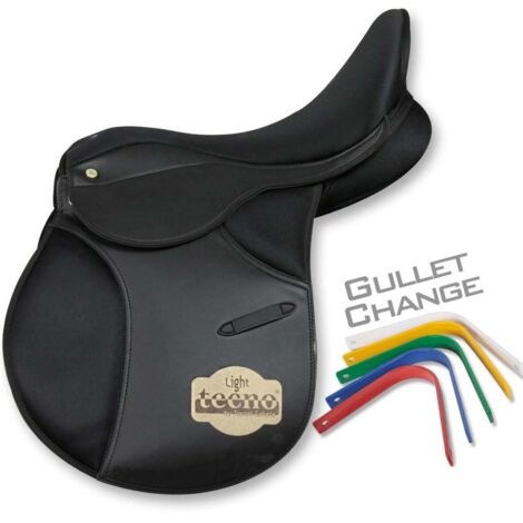 17'' = 43 cm, Noir: Selle anglaise full body modèle Garda Gullet Change en simili cuir avec garese interchangeable