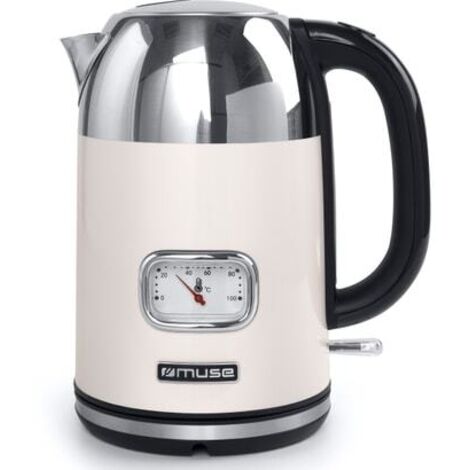 1,7 L-2200 W-cadran Rétro - Arrêt Auto-filtre Antitartre Amovible-crème Inox - Muse