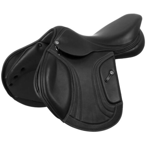 17", Marrone: Sella KC Race 1,6 da salto con arcione in carbonio e Kevlar e cuscini in latex e memory