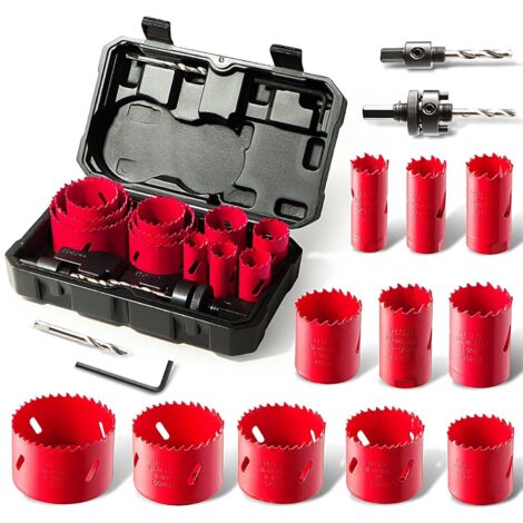 17 PCS Scie cloche, 11 Lames 19-68 mm, Bi-métal, Profondeur 40 mm, Pour bois métal PVC