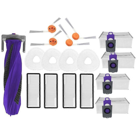 17 pièces : brosse rotative, brosse latérale, lingettes, filtres et sac à poussière pour aspirateur NARWAL Freo X10pro/YJCC027