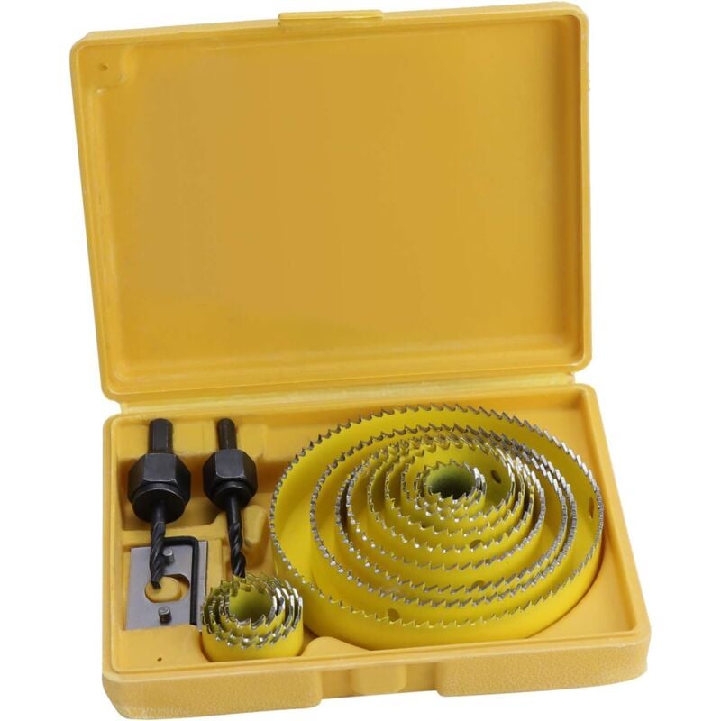 Image of 17-teiliges Lochsägen-Set aus Karbonstahl, 19–127 mm, für Holz, Gipskarton, Kunststoff