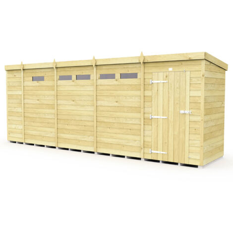 17 x 4 Feet Pent Security Shed - Single Door - Wood - L118 x W492 x H201 cm