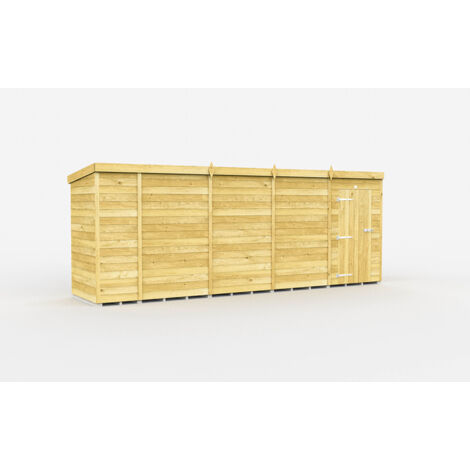 17 x 4 Feet Pent Shed - Single Door Without Windows - Wood - L118 x W492 x H201 cm
