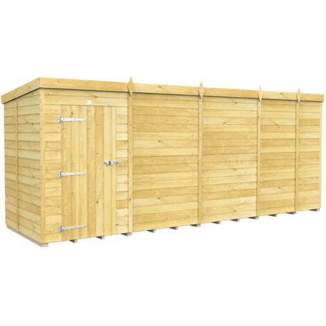 17 x 5 Feet Pent Shed - Single Door Without Windows - Wood - L147 x W492 x H201 cm