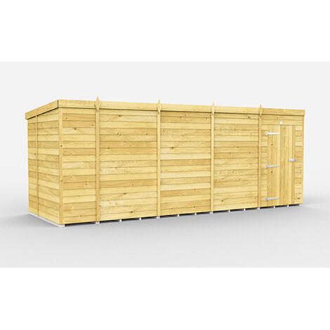 17 x 7 Feet Pent Shed - Single Door Without Windows - Wood - L214 x W492 x H201 cm