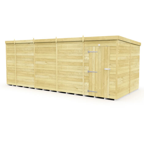 17 x 8 Feet Pent Shed - Single Door Without Windows - Wood - L231 x W492 x H201 cm